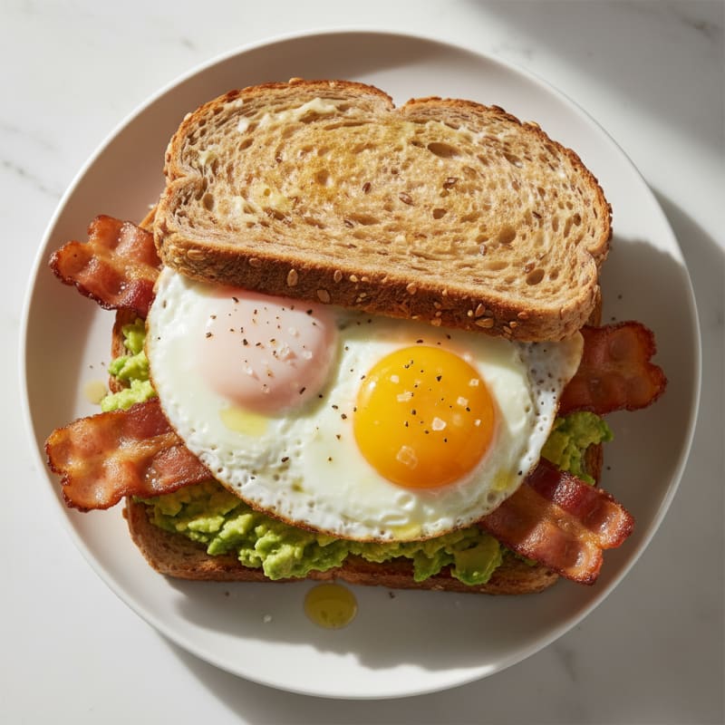 Crispy Turkey Bacon and Egg Sandwich with Whole Grain Toast