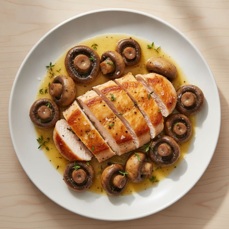 Roasted Garlic Butter Mushrooms with Pan-Seared Chicken