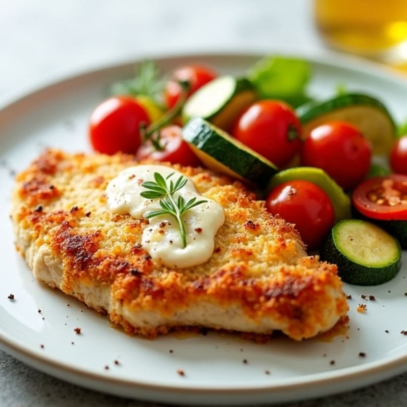 Healthy Crispy Chicken Parmesan with Roasted Vegetables