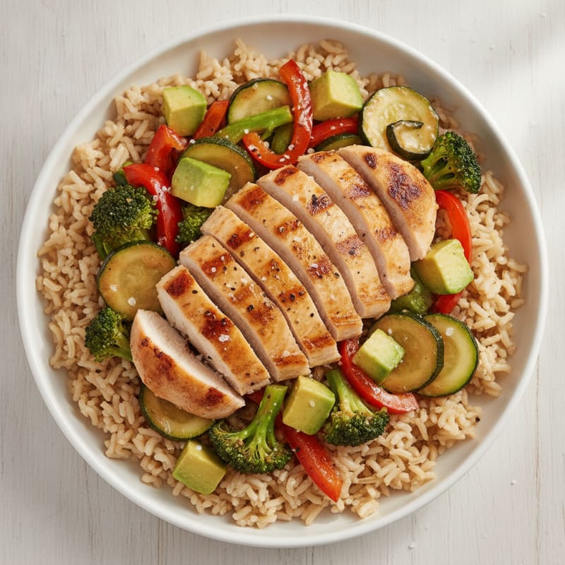 Savory Chicken and Vegetable Rice Bowl
