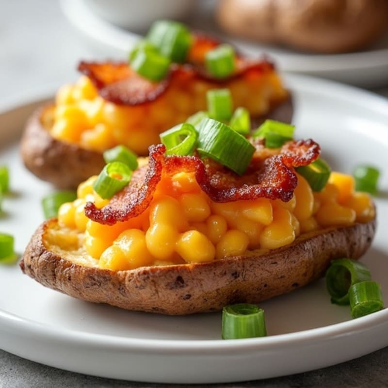 Cheesy Twice Baked Potatoes with Crispy Turkey Bacon and Green Onions