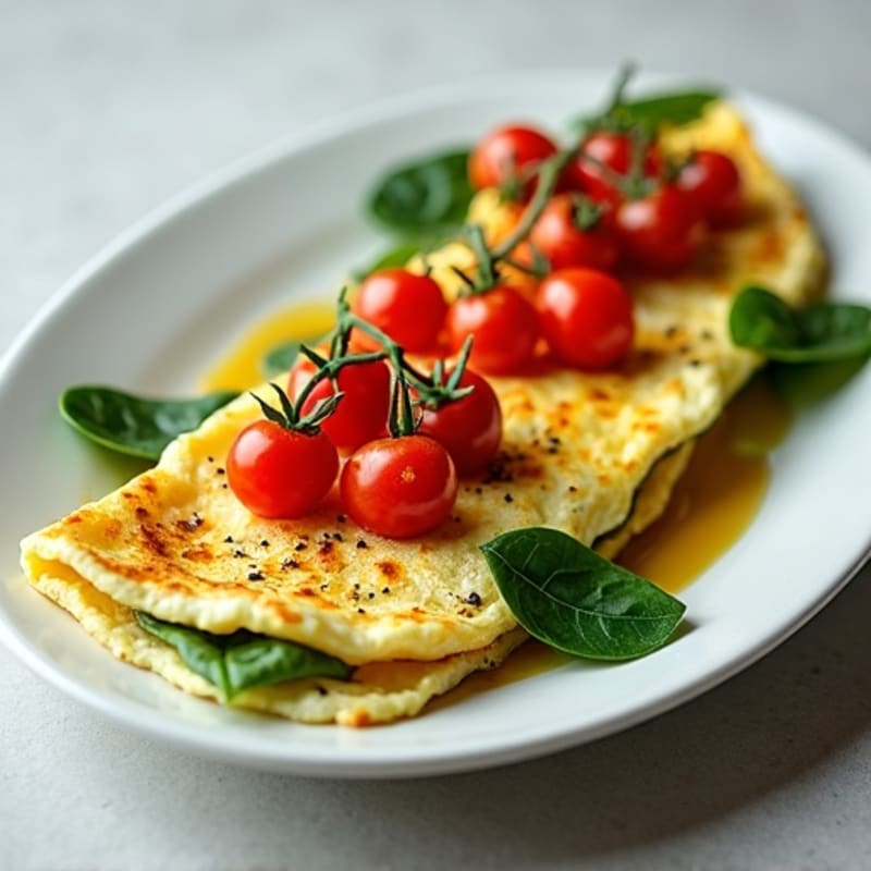 Egg White Spinach Omelet with Cherry Tomatoes
