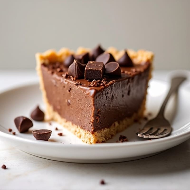 No-Bake Dark Chocolate Peanut Butter Protein Pie