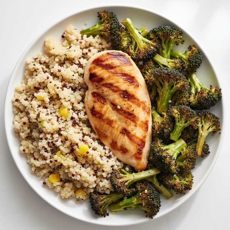 Grilled Chicken Breast with Roasted Broccoli and Quinoa