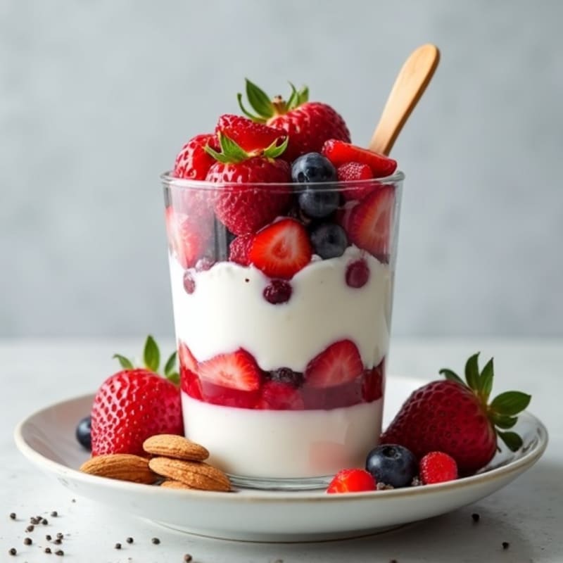 Greek Yogurt Protein Parfait with Mixed Berries and Almonds