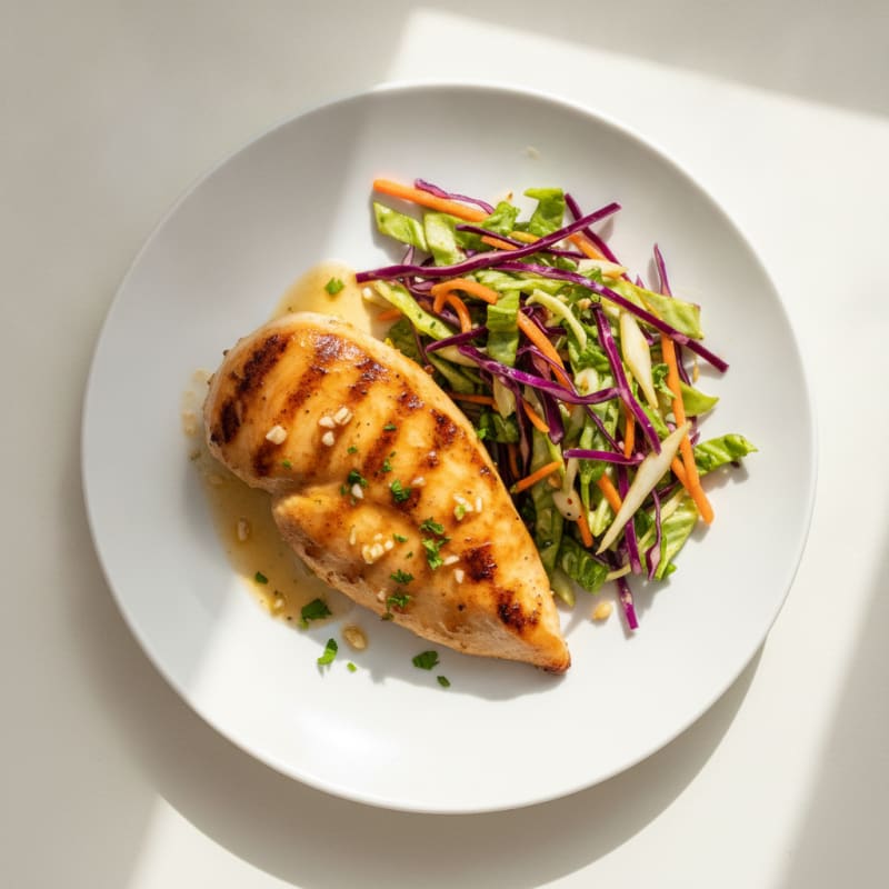 Grilled Chicken Breast with Crunchy Cabbage Slaw