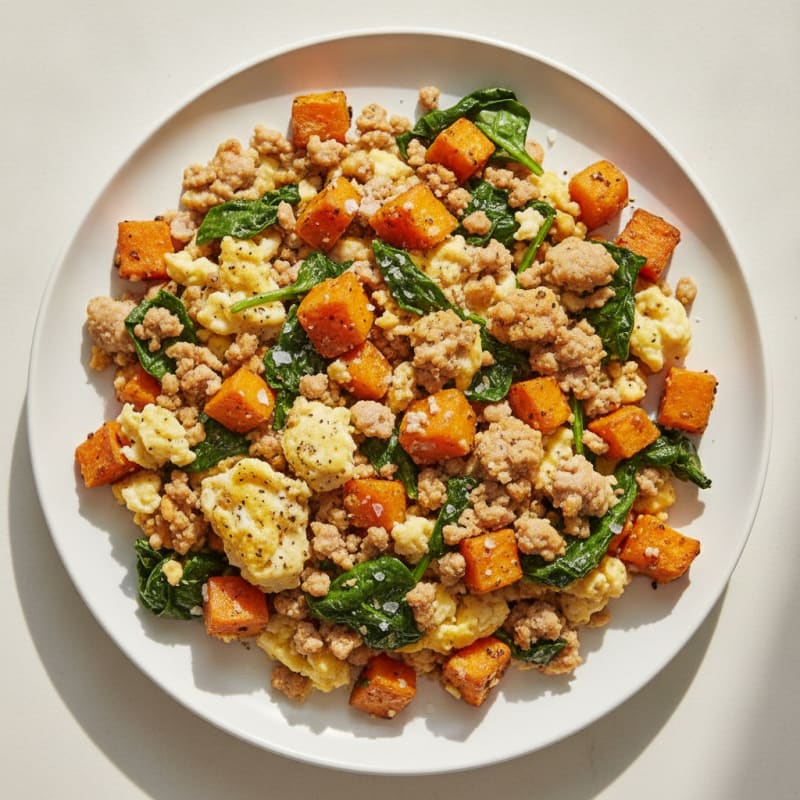 Sausage and Egg Scramble with Sweet Potatoes