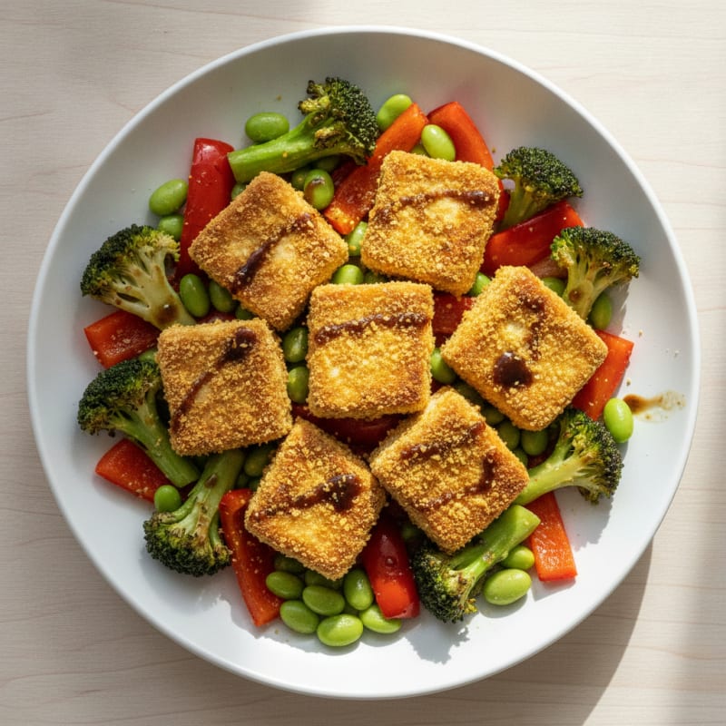 Pan-Seared Tofu with Roasted Vegetables