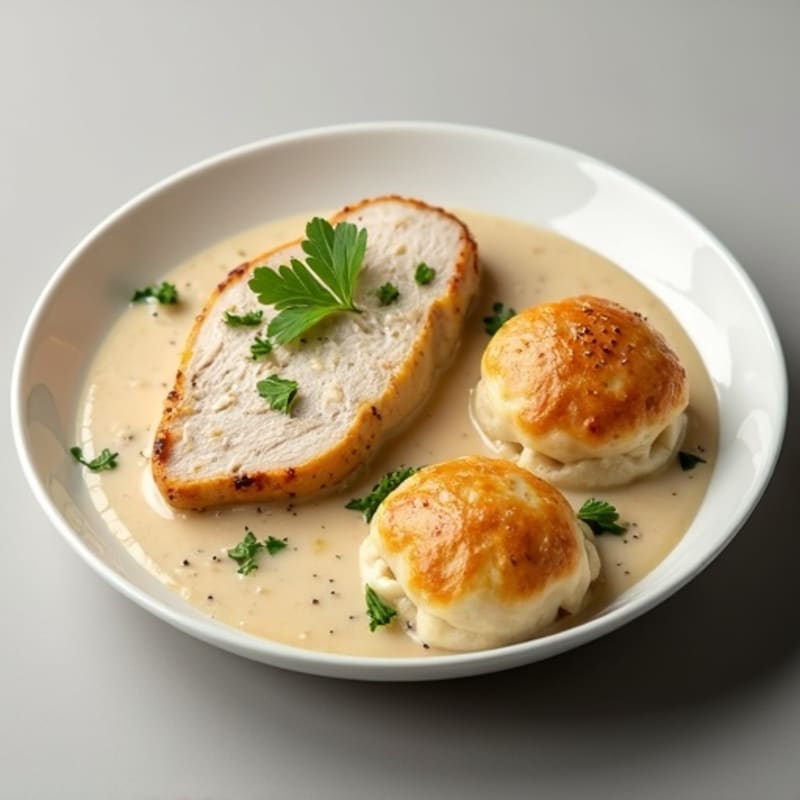 Healthy Creamy Chicken and Fluffy Dumplings