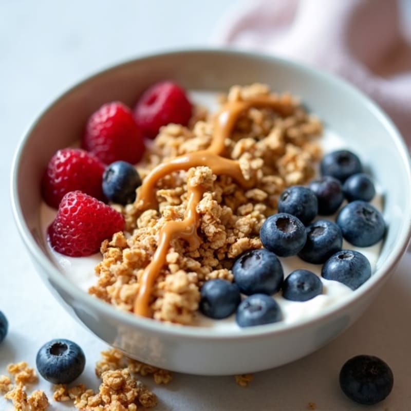 Greek Yogurt Bowl with Almond Butter and Mixed Berries