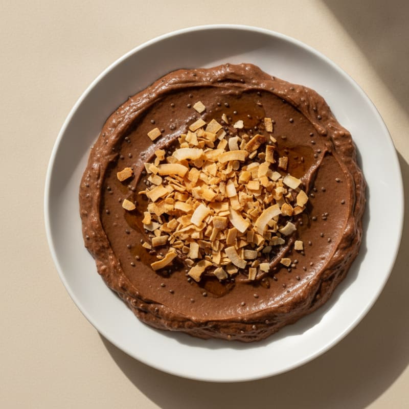 Silky Chocolate Protein Pudding with Toasted Coconut