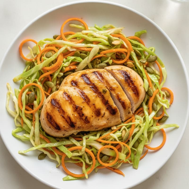 Grilled Chicken Breast with Crunchy Veggie Slaw