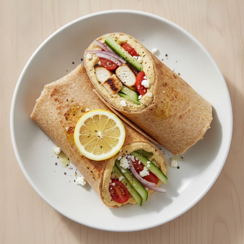 Mediterranean Chicken and Hummus Wrap