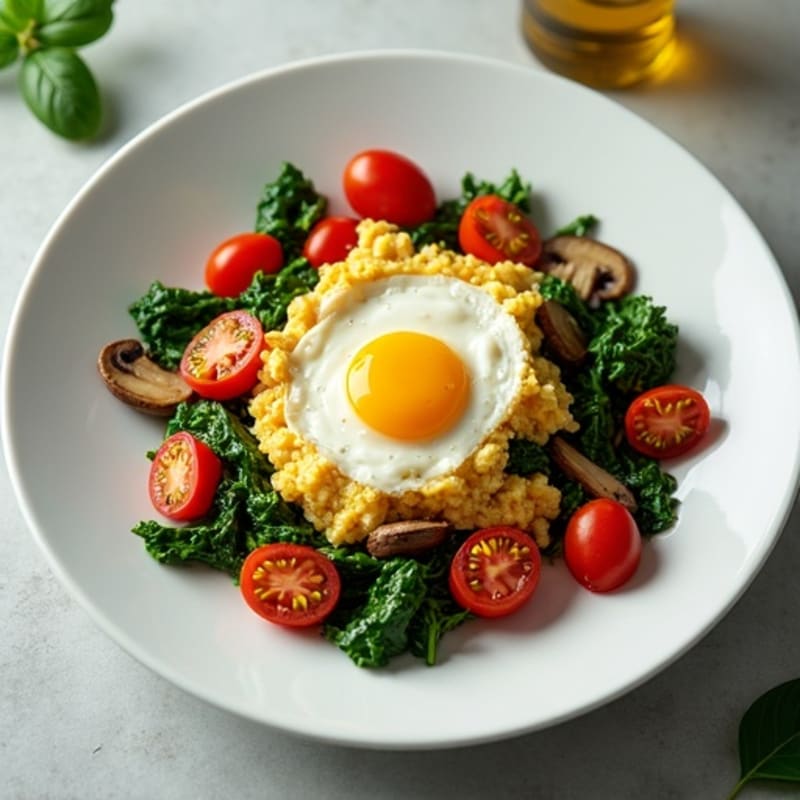 Egg White Spinach Scramble with Cherry Tomatoes