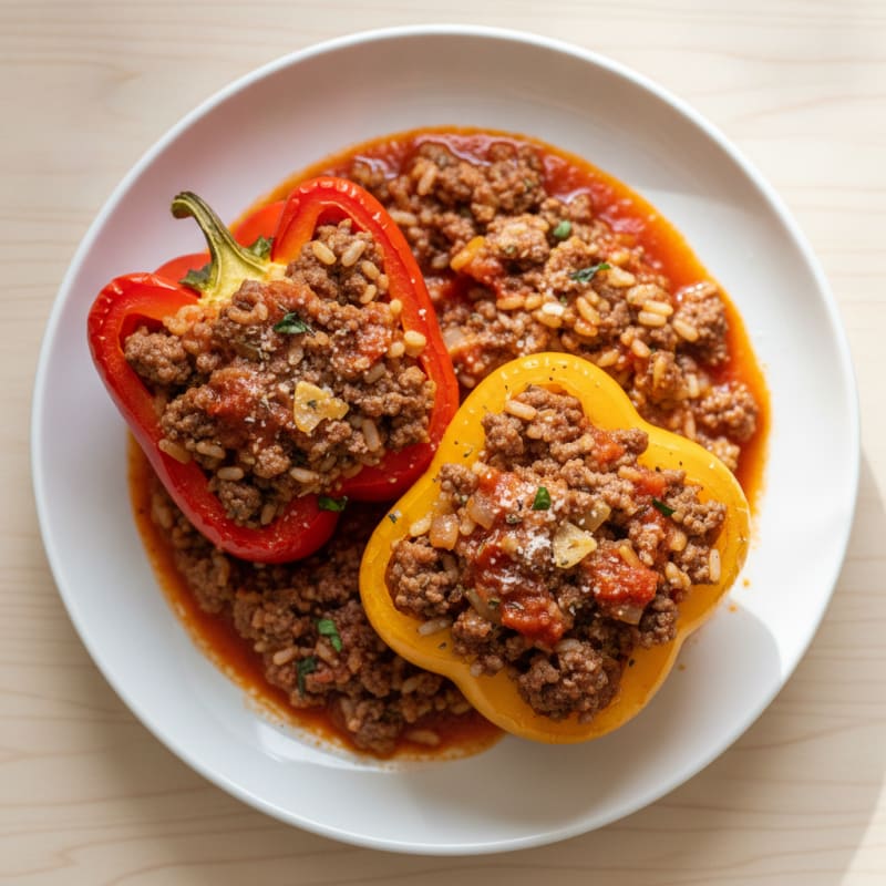 Beef and Rice Stuffed Bell Peppers