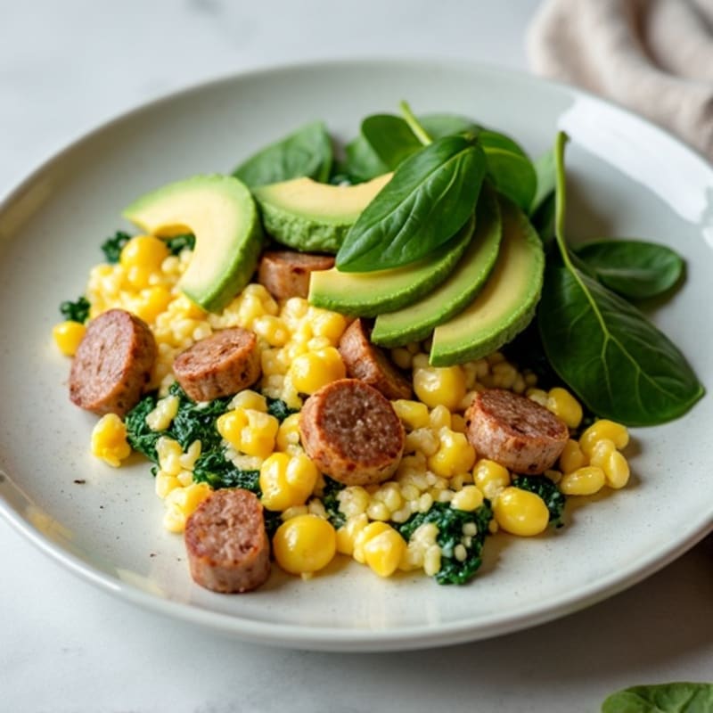 Egg White and Turkey Sausage Scramble with Spinach
