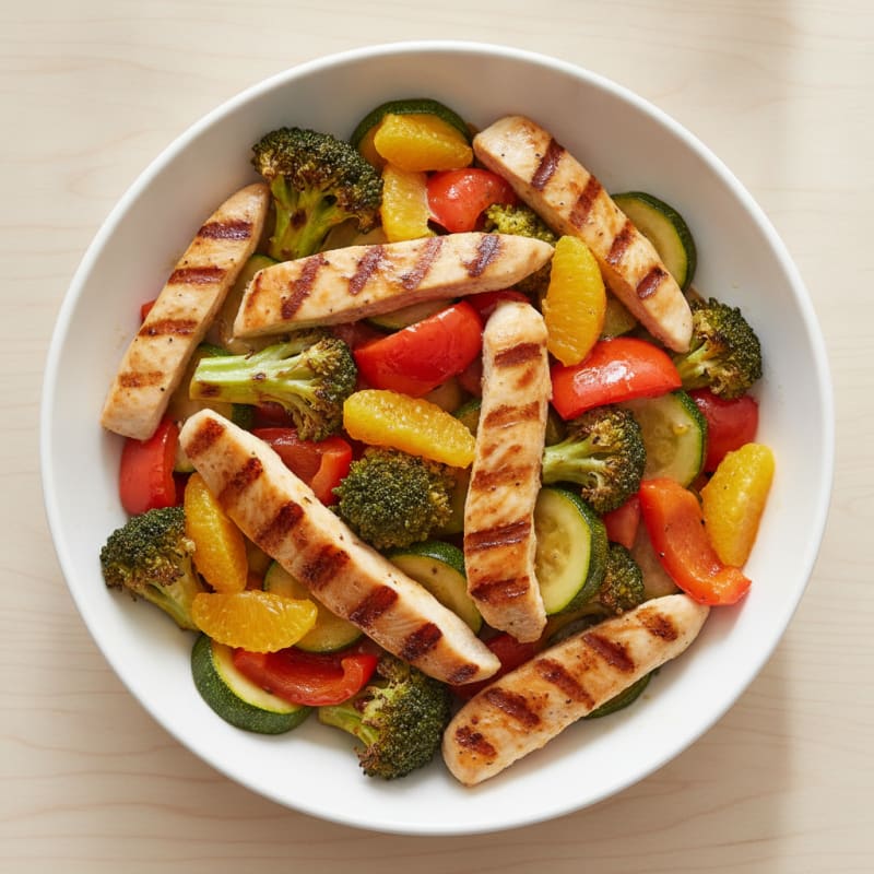 Grilled Chicken Vegetable Bowl with Citrus Dressing