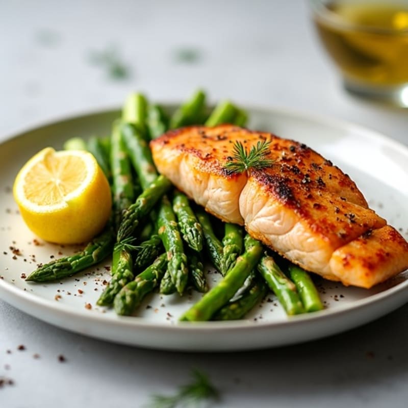 Crispy Pan-Seared Salmon with Lemon-Dill Asparagus