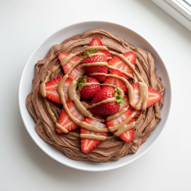 Silky Chocolate Protein Pudding with Fresh Strawberries