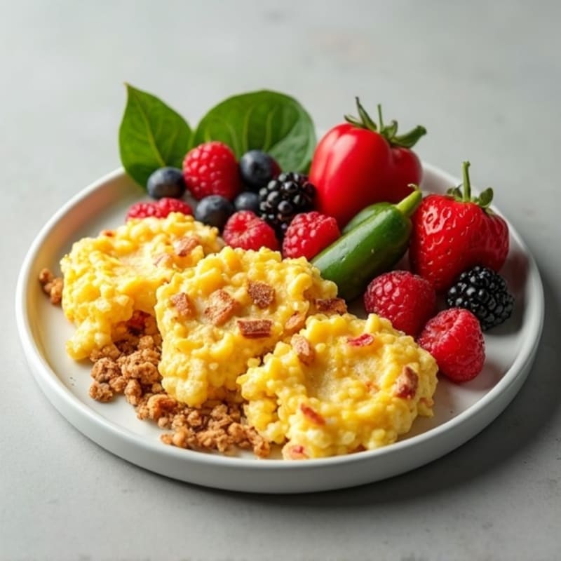 Egg White Scramble with Turkey Sausage and Greek Yogurt Parfait