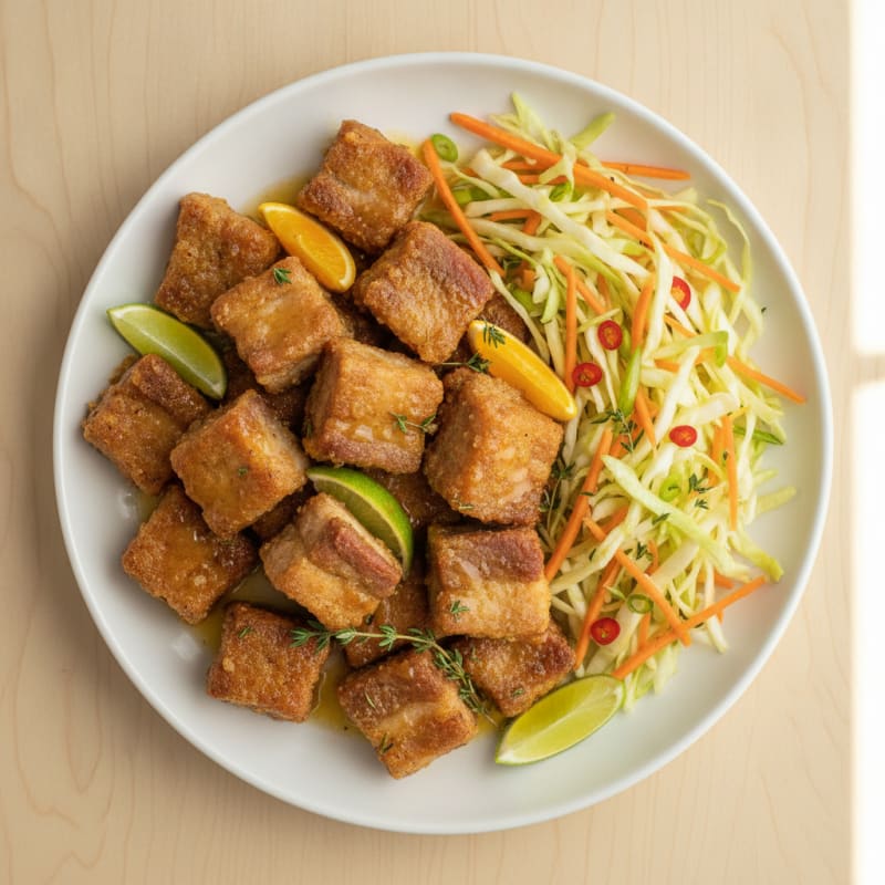 Griyo Fried Pork with Pikliz Slaw