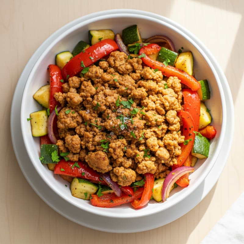 Smoky Ground Turkey & Roasted Vegetable Bowls