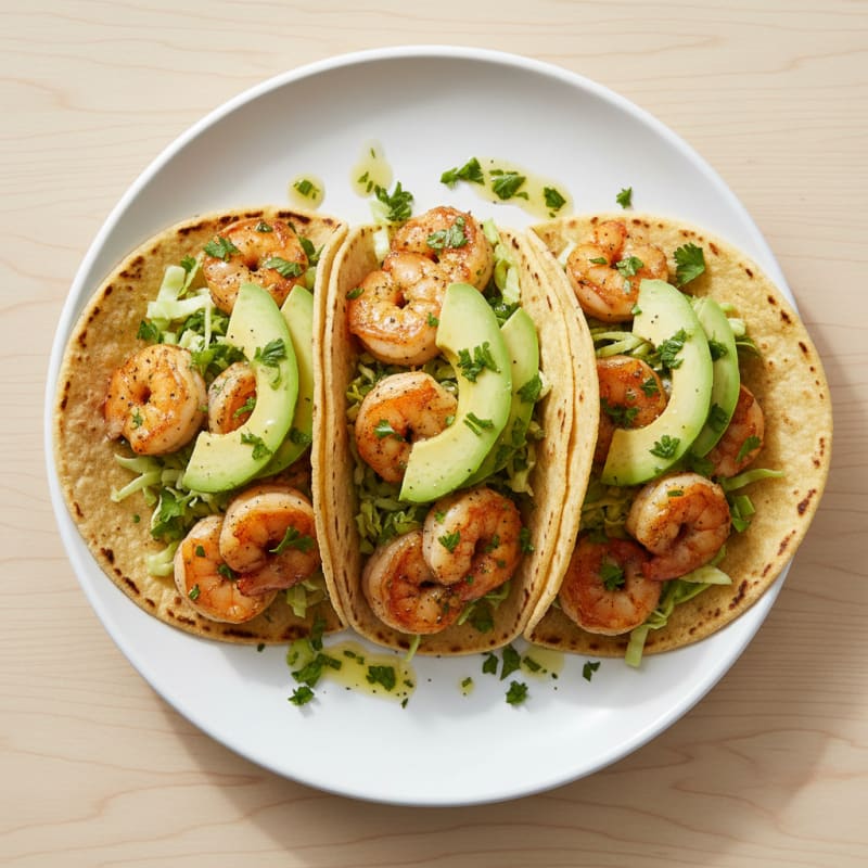 Garlic Herb Shrimp Tacos with Avocado