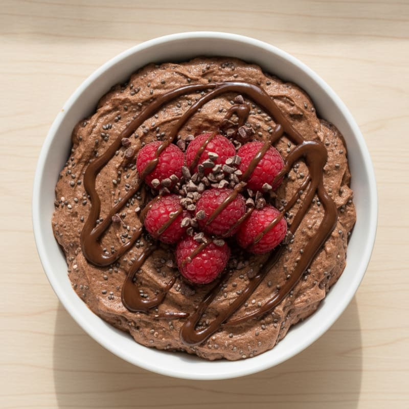 Chocolate Protein Greek Yogurt Mousse with Chia Seeds