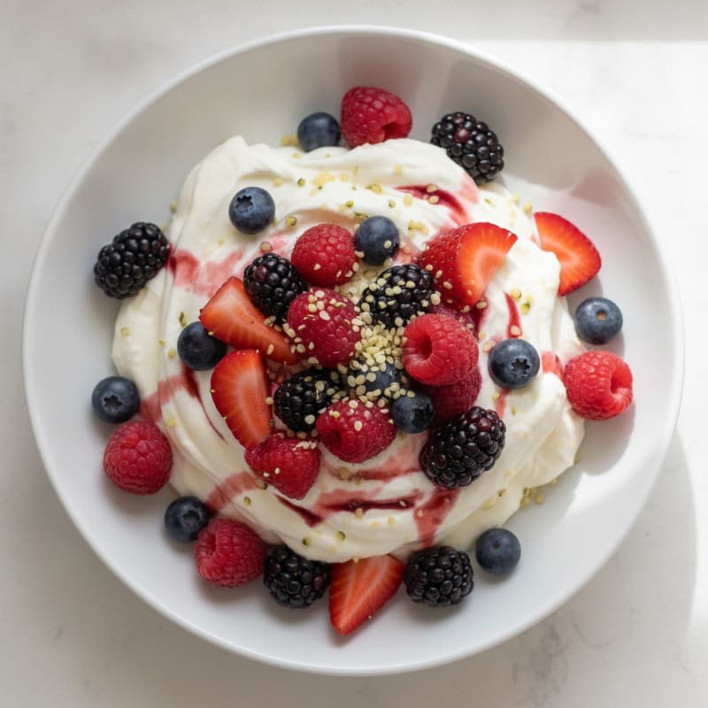 Greek Yogurt Protein Mousse with Mixed Berries