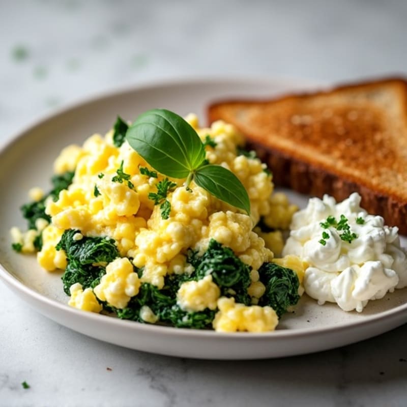 Egg White and Spinach Scramble with Cottage Cheese