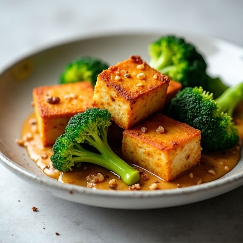 Crispy Peanut Tofu with Roasted Broccoli
