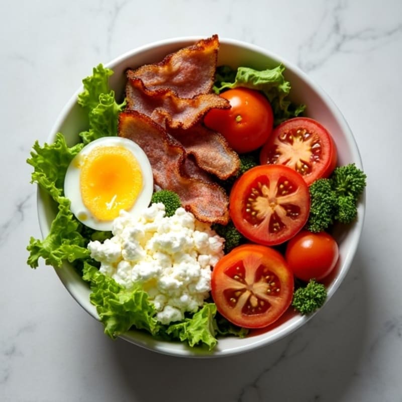Crispy Turkey Bacon, Fresh Lettuce, and Roasted Tomato Bowl
