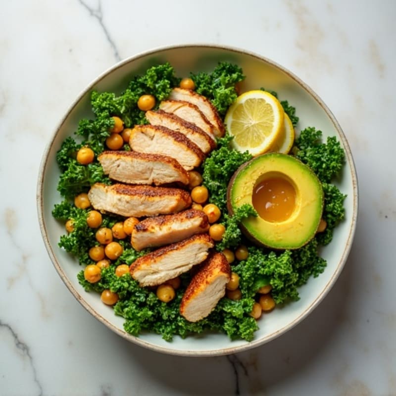 Crunchy Avocado Kale Bowl with Citrus Vinaigrette