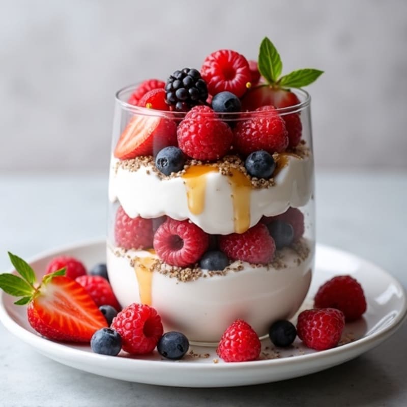 Greek Yogurt Protein Parfait with Mixed Berries