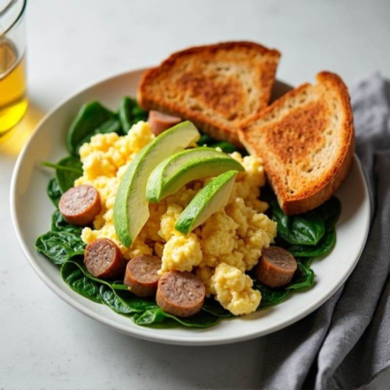 Egg White and Turkey Sausage Scramble with Spinach