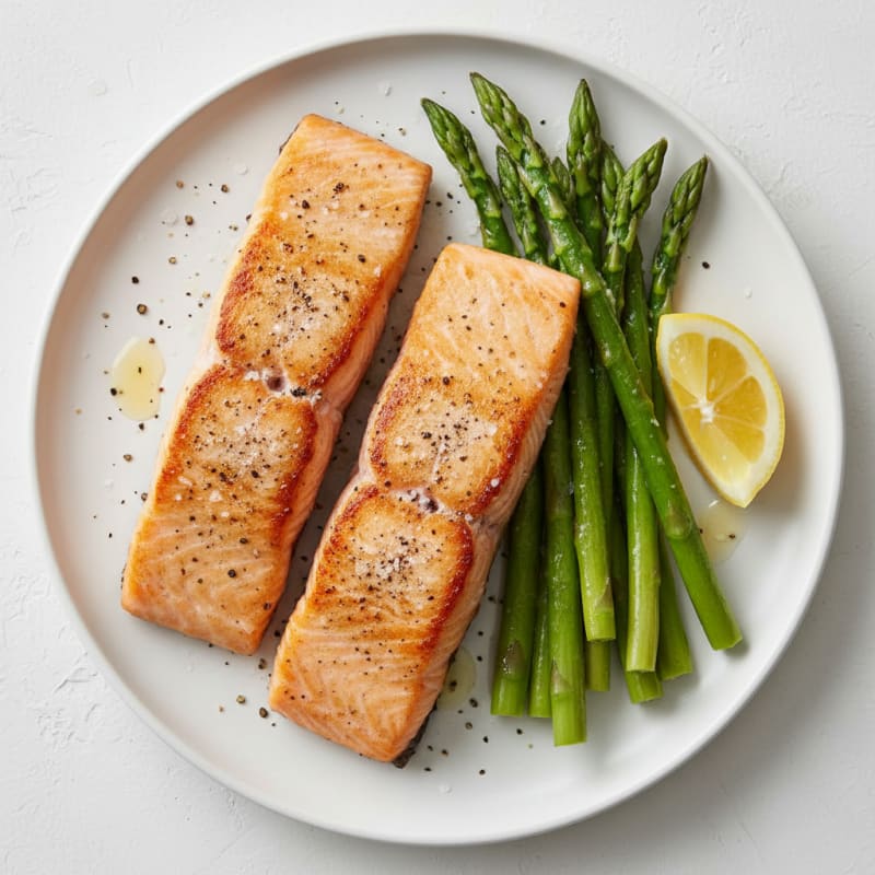 Golden Pan-Seared Salmon with Asparagus