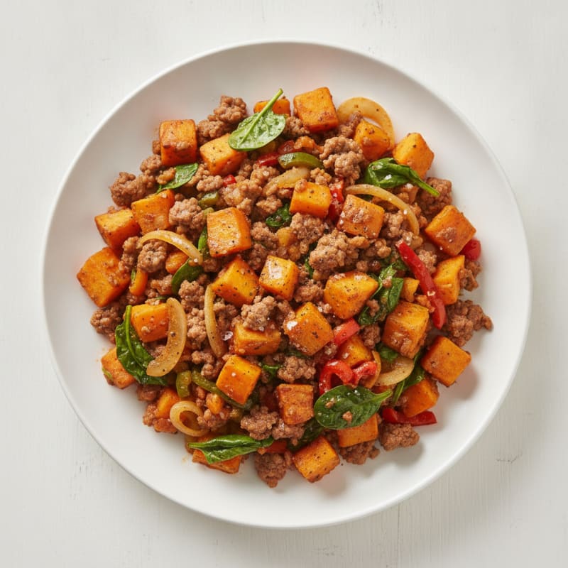 Ground Beef and Sweet Potato Skillet