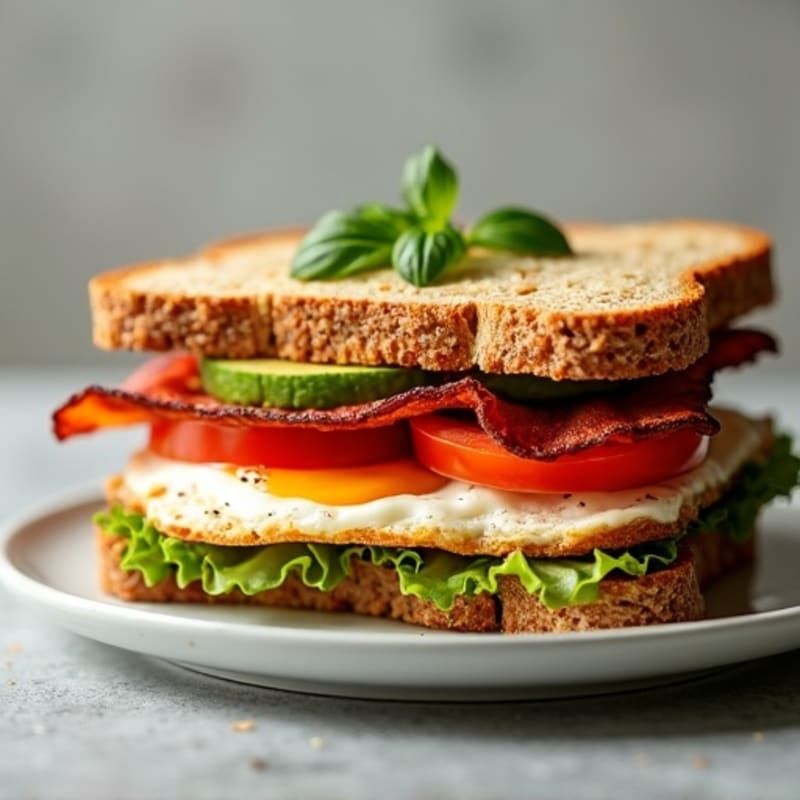 Crispy Turkey Bacon, Fresh Tomato, and Creamy Avocado Whole Grain Sandwich