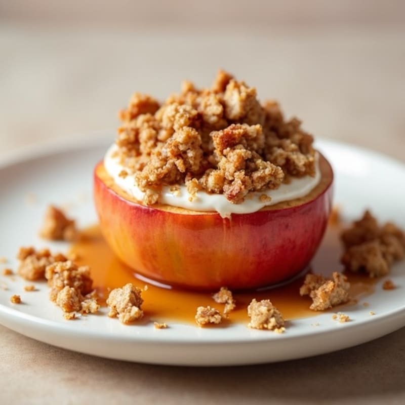 Cinnamon-Spiced Baked Apple Crumble with Oat Pecan Topping