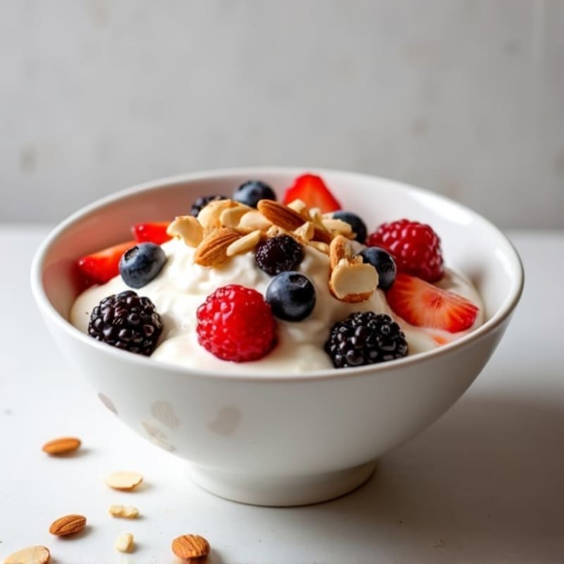 Greek Yogurt with Fresh Berries and Crunchy Almonds