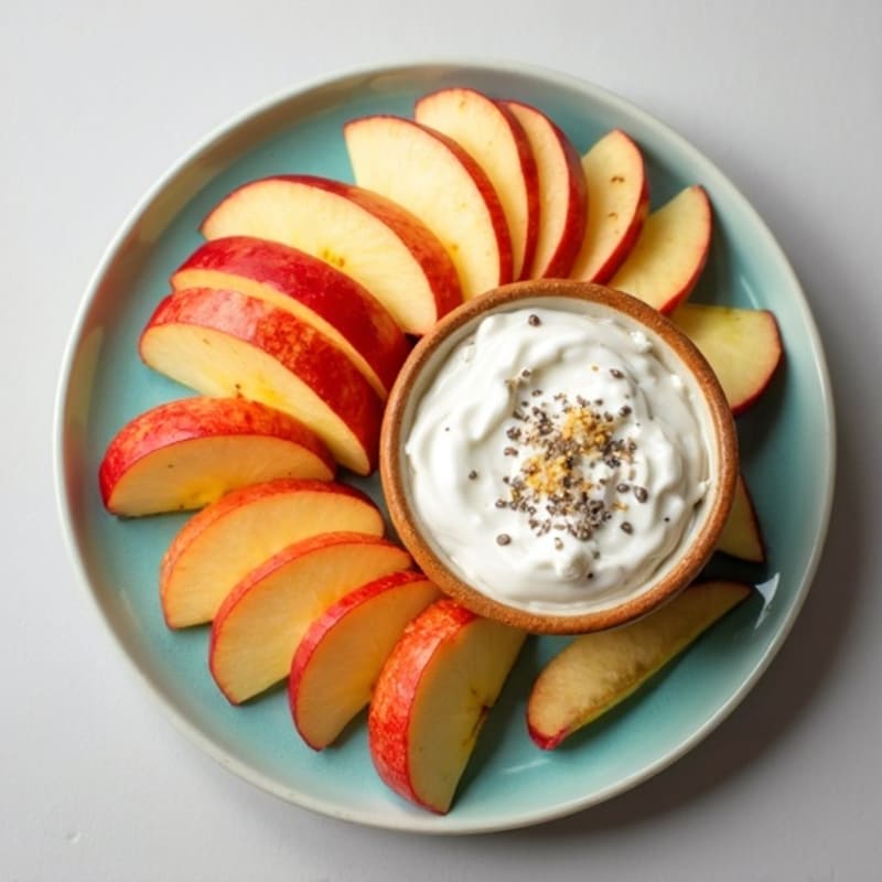 Fresh Crunchy Apple Slices with Creamy Almond Butter Greek Yogurt Dip