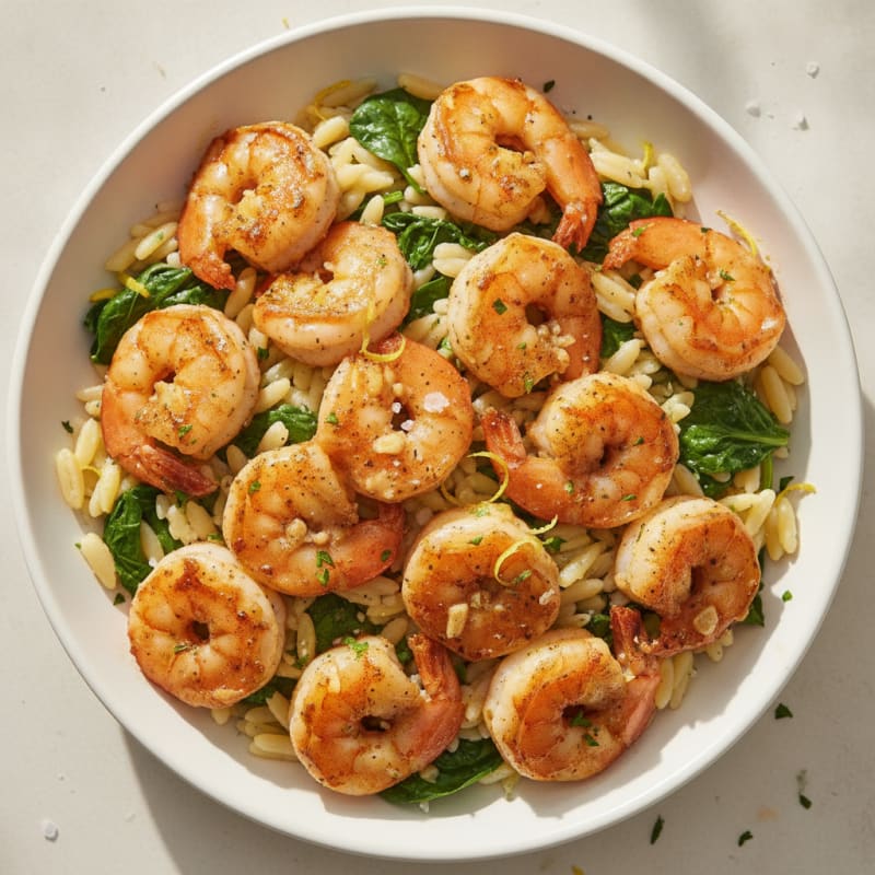 Garlic Butter Shrimp with Lemon Orzo