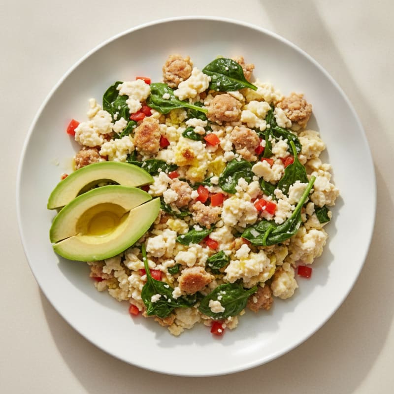 Egg White Scramble with Spinach and Turkey Sausage