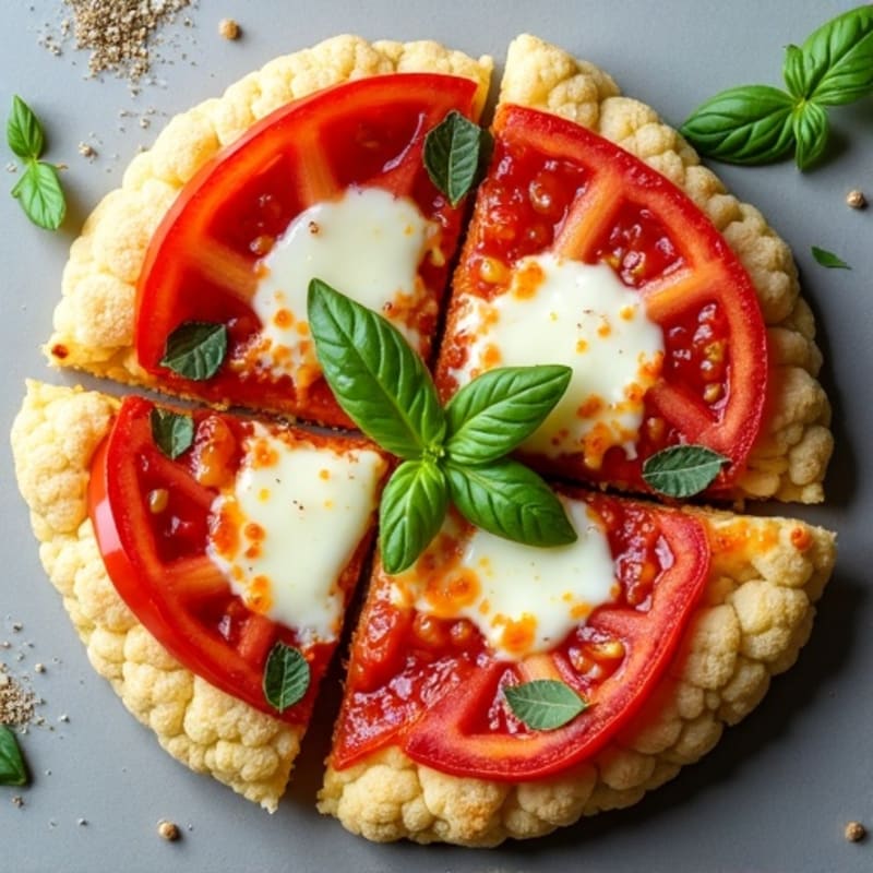 Cauliflower Crust Margherita Pizza with Fresh Basil