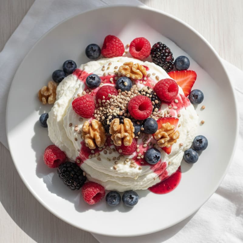 Creamy Greek Yogurt Protein Mousse with Mixed Berries