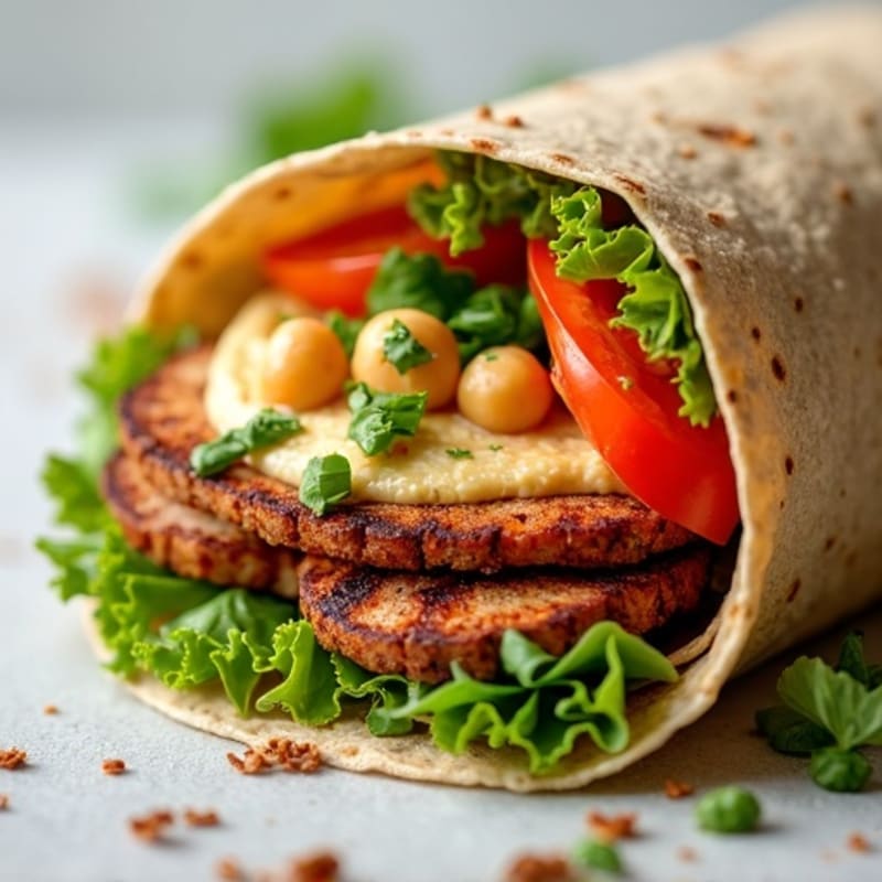 Fresh Veggie Hummus Wrap with Grilled Tempeh