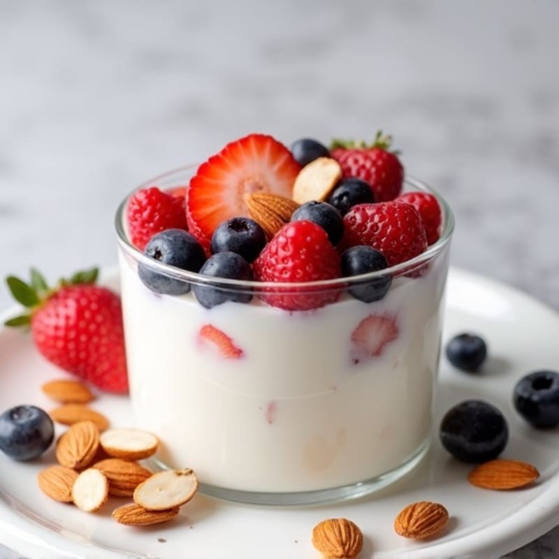 Greek Yogurt Protein Parfait with Mixed Berries and Almonds