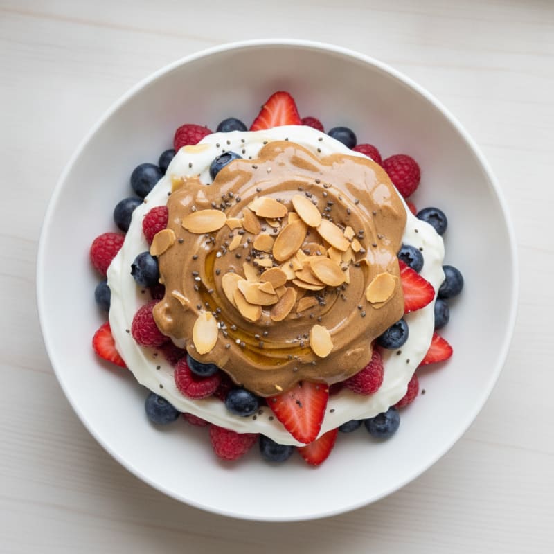 Creamy Greek Yogurt Parfait with Mixed Berries and Almond Butter