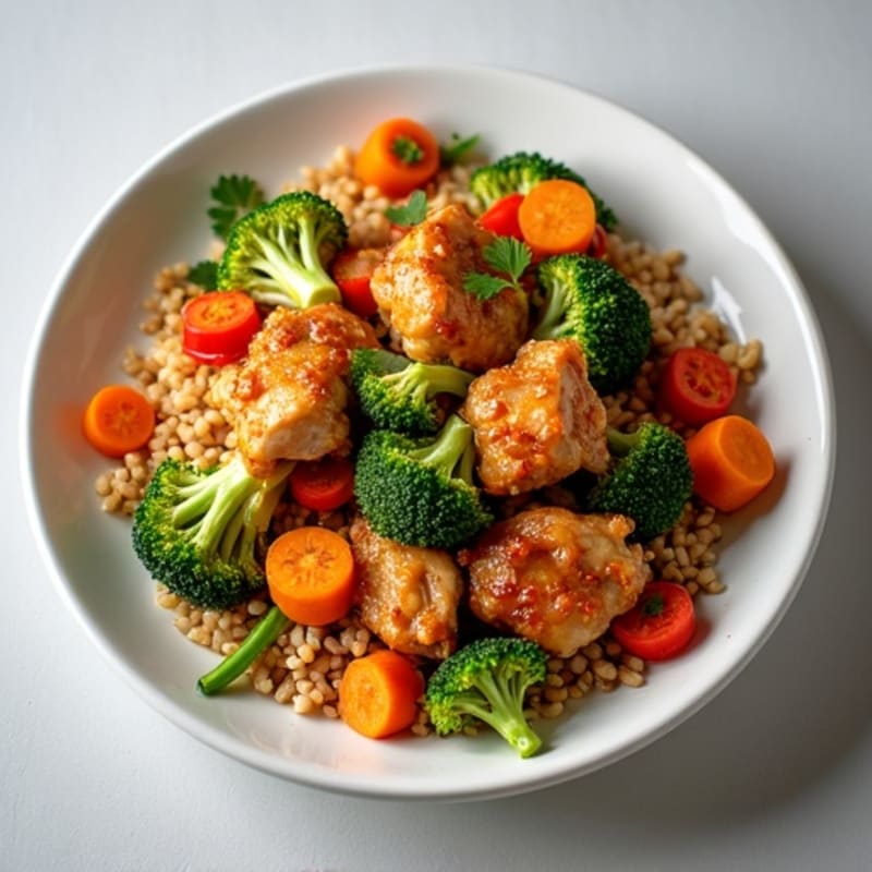 Crispy Chicken and Vegetable Brown Rice Stir-Fry