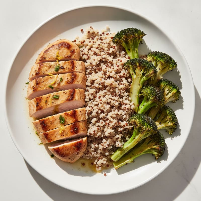 Grilled Turkey Breast with Quinoa and Roasted Broccoli